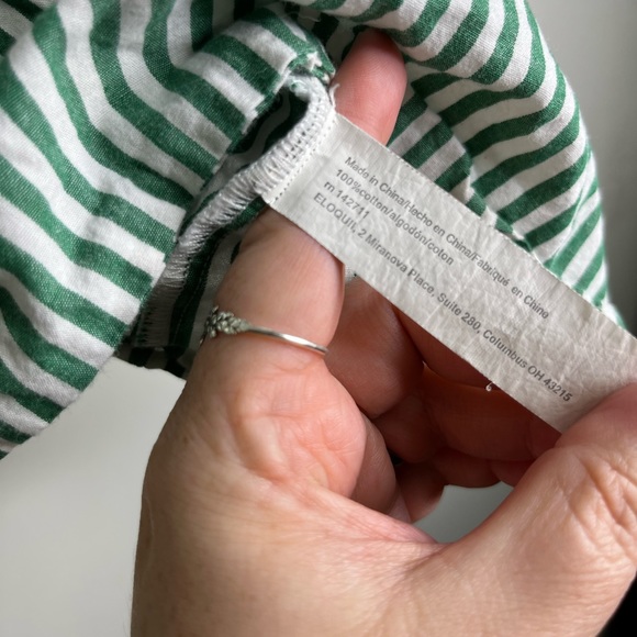 Eloquii Green and White Striped Cotton Top - Picture 8 of 11